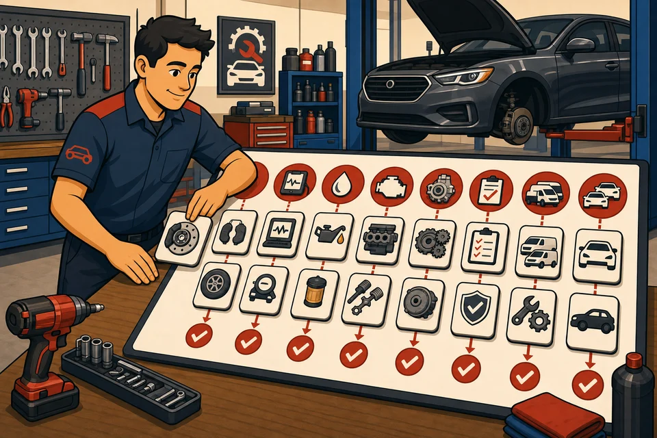 Auto Repair Shops trust-builder illustration for every major offer has a path.